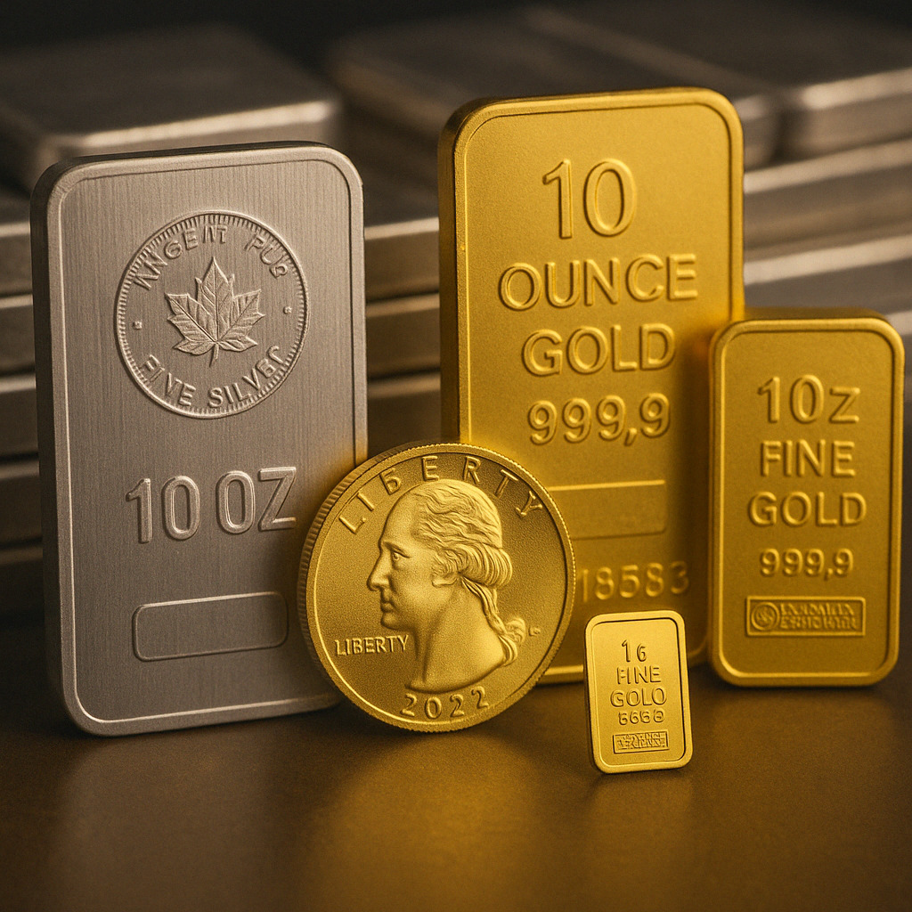10 oz Silver Price, 1oz Gold Bar Value, and Live Market Rates in Canada
